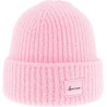Bonnet adulte grosse maille uni avec badge et revers