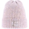 Bonnet femme en maille chinée avec badge et revers